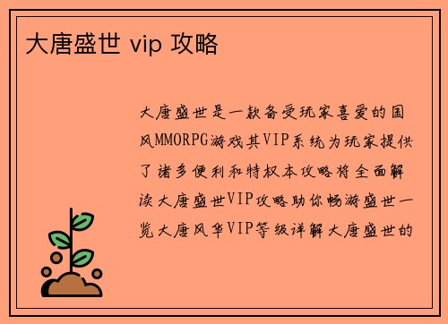 大唐盛世 vip 攻略